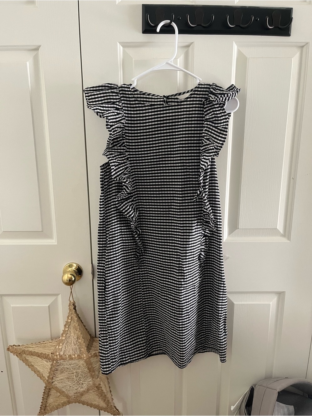 HM Black & White Striped Ruffle Sleeve Dress